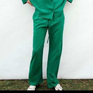 Zara Green Flowy Pants